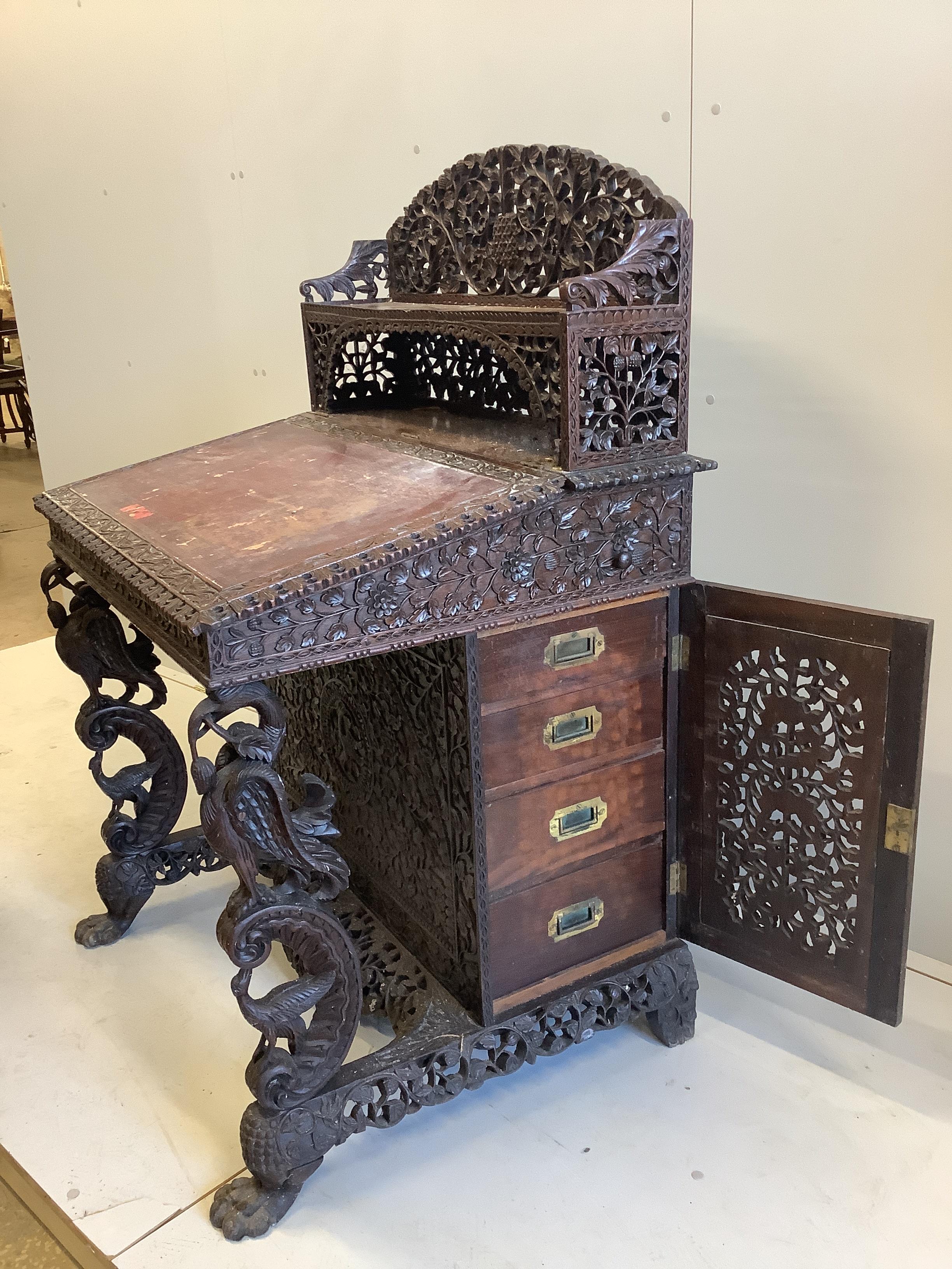 An Anglo Indian Davenport desk, width 86cm, depth 71cm, height 128cm